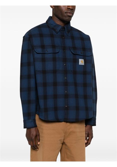 camicia edmands uomo nera e blu CARHARTT WIP | I0359513GN.XX